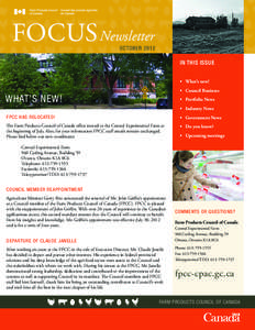 FOCUS Newsletter  OCTOBER 2012 IN THIS ISSUE •	 What’s new!