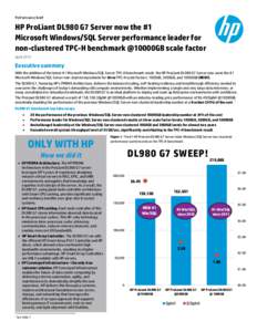 Software / Transaction Processing Performance Council / ProLiant / ES7000 / Microsoft SQL Server / Microsoft Servers / Hewlett-Packard / Windows Server / Computing / Computer hardware / Relational database management systems