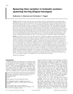 1666  Spawning time variation in Icelandic summerspawning herring (Clupea harengus) ´ skarsson and Christopher T. Taggart Guðmundur J. O