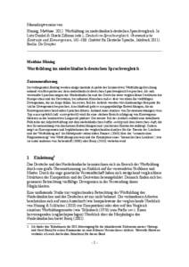 Manuskriptversion von Hüning, MatthiasWortbildung im niederländisch-deutschen Sprachvergleich. In Lutz Gunkel & Gisela Zifonun (eds.), Deutsch im Sprachvergleich. Grammatische Kontraste und Konvergenzen, 161–