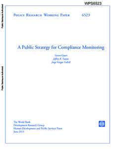 Public Disclosure Authorized  Policy Research Working Paper Public Disclosure Authorized