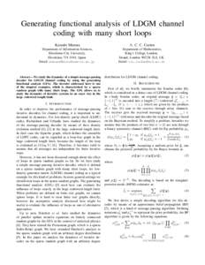 Generating functional analysis of LDGM channel coding with many short loops Kazushi Mimura A. C. C. Coolen