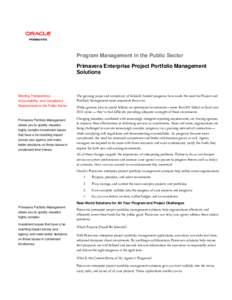 Management / Primavera / Project portfolio management / Program management / Oracle Corporation / Information Technology Infrastructure Library / Risk management / IT portfolio management / Primavera Systems / Project management / Information technology management / Business