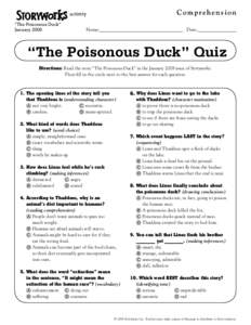 Comprehension  activity “The Poisonous Duck” January 2008