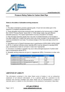 C St A106 GrB Pipe Pressure Rating Charts rev Dec 2012.xls