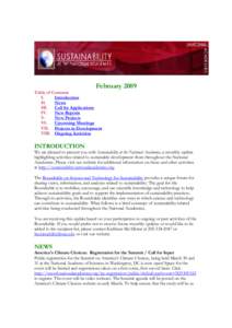 Sustainability Newsletter February 2009