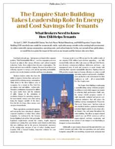 Publication 2 of 4  The Empire State Building Takes Leadership Role In Energy and Cost Savings for Tenants What Brokers Need to Know