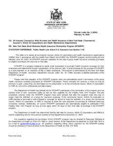 Circular Letter No[removed]New York State Small Business Health Insurance Partnership Program (NYSHIPP)