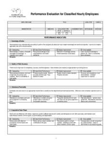 Performance Evaluation for Classified Hourly Employees EMPLOYEE NAME ADMINISTRATOR  TITLE