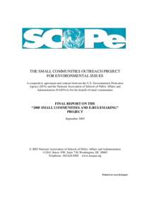 Politics / ERulemaking / Rulemaking / Regulations.gov / Regulatory Flexibility Act / National Association of Schools of Public Affairs and Administration / United States Environmental Protection Agency / Public comment / Notice of proposed rulemaking / United States administrative law / Government / Politics of the United States