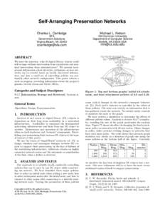 Self-Arranging Preservation Networks Charles L. Cartledge Michael L. Nelson  SFA