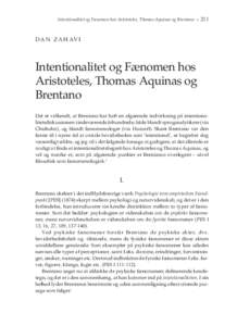 Intentionalitet og Fænomen hos Aristoteles, Thomas Aquinas og Brentano  •