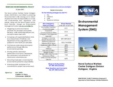 Quality / Environmental management system / Management system / Naval Surface Warfare Center / Earth / Evaluation / Management / Environmental economics / ISO 14000 / Industrial ecology