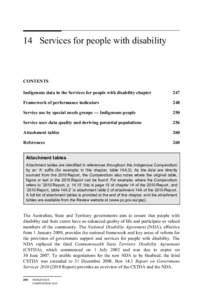 Chapter 14: Services for people with disability - Report on Government Services 2010: Indigenous Compendium