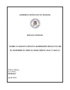 JAMHURI YA MUUNGANO WA TANZANIA  BUNGE LA TANZANIA TAARIFA YA KAMATI YA BUNGE YA BAJETI KUHUSU MPANGO WA PILI WA MAENDELEO WA TAIFA WA MIAKA MITANO)