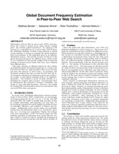 Global Document Frequency Estimation in Peer-to-Peer Web Search Matthias Bender ?  ?