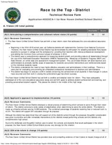 Technical Review Form  Race to the Top - District Technical Review Form Application #0926CA-1 for New Haven Unified School District A. Vision (40 total points)