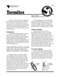 Termites are social insects that live in a colony with a king, a queen, and several other “castes” known as workers and soldiers. The winged reproductive termites, the kings and queens, are about 1/2inch long and dar