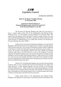 立法會 Legislative Council LC Paper No. LS35[removed]Paper for the House Committee Meeting on 30 January 2004 Legal Service Division Report on