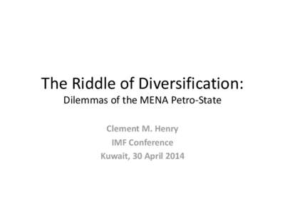 A High-Level Conference by the IMF and the Ministry of Finance,  Kuwait; Economic Development, Diversification, and the Role of State