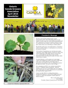 Ontario Canola Growers Association April 2015 Newsletter