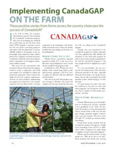 Implementing CanadaGAP  on the Farm These positive stories from farms across the country showcase the