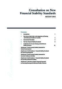 Consultation on New Financial Stability Standards - August 2012