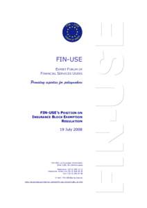 FIN-USE's position on insurance block exemption regulation