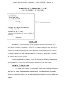Case 1:14-cv[removed]ABJ Document 1 Filed[removed]Page 1 of 19  IN THE UNITED STATES DISTRICT COURT FOR THE DISTRICT OF COLUMBIA  DAVID TOREN,