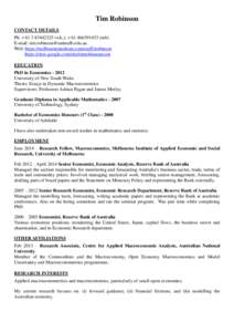 Dynamic stochastic general equilibrium / Macroeconomic model / Journal of Macroeconomics / The Melbourne Institute of Applied Economic and Social Research / Adrian Pagan / David Vines / Macroeconomics / Economics / New Keynesian economics