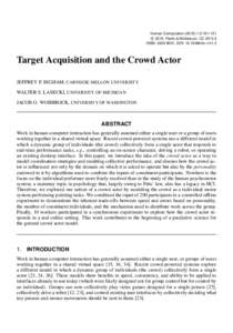 Human Computation:2:c 2015, Pavlic & Michelucci. CC-BY-3.0 ISSN: , DOI: hc.v1i1.2  Target Acquisition and the Crowd Actor