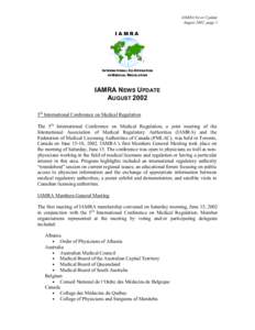 IAMRA News Update August 2002, page 1 IAMRA  INTERNATIONAL CO-OPERATION