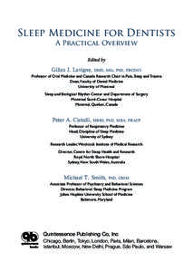 Sleep Medicine for Dentists A Practical Overview Edited by Gilles J. Lavigne,