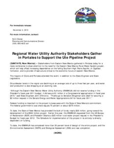 For immediate release: November 4, 2010 For more information, contact: Karin Stangl, Planning and Communications Director[removed]cell