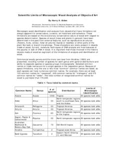 Scientific Limits of Microscopic Wood Analysis of Objects d’Art