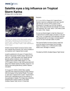 Satellite eyes a big influence on Tropical Storm Karina