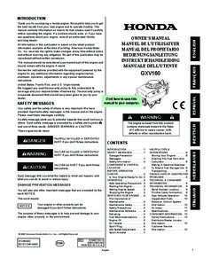 POM51741I_English.fm Page 1 Wednesday, September 7, 2005 2:23 PM  GXV160 United States, Puerto Rico, and U.S. Virgin Islands: We suggest you read the warranty policy to fully understand its