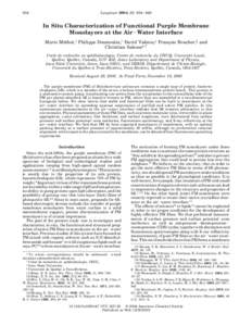 934  Langmuir 2004, 20, [removed]In Situ Characterization of Functional Purple Membrane Monolayers at the Air-Water Interface