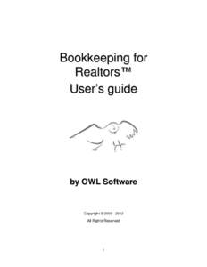 Bookkeeping for Realtors™ User’s guide by OWL Software
