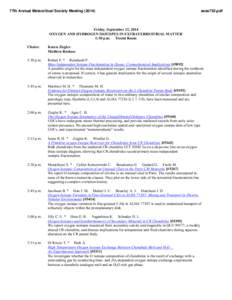 77th Annual Meteoritical Society Meeting[removed]sess752.pdf Friday, September 12, 2014 OXYGEN AND HYDROGEN ISOTOPES IN EXTRATERRESTRIAL MATTER