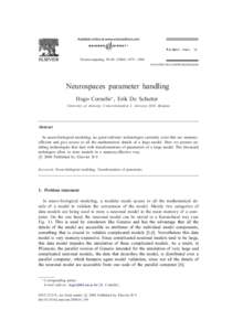 Neurocomputing 58– – 1084  www.elsevier.com/locate/neucom Neurospaces parameter handling Hugo Cornelis∗ , Erik De Schutter