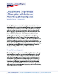 Unraveling the Tangled Webs of Corruption with Action on Anonymous Shell Companies By Mary Beth Goodman  December 5, 2014