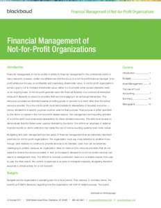 Financial Management of Not-for-Profit Organizations  Financial Management of Not-for-Profit Organizations Introduction