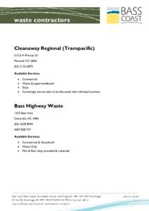 waste contractors  Cleanaway Regional (Transpacific[removed]Princes Dr Morwell VIC[removed]6872
