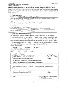 United States Department of the Interior National Park Service / National Register of Historic Places Registration Form NPS FormOMB No