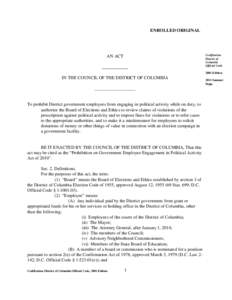 ENROLLED ORIGINAL  Codification District of Columbia Official Code