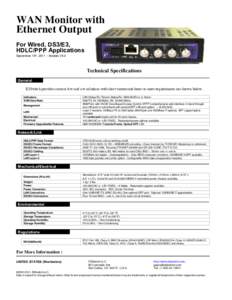 WAN Monitor with Ethernet Output For Wired, DS3/E3, HDLC/PPP Applications September 15th, Models V5.4