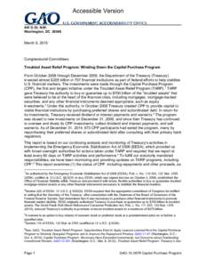 GAO-15-367R, Troubled Asset Relief Program: Winding Down the Capital Purchase Program