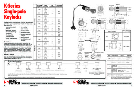 K-Series Single-pole Keylocks TYPE K1