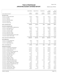 Report # [removed]Town of Northwood OPERATING BUDGET EXPENSE REPORT  Account Number / Description